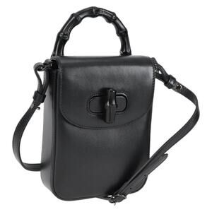 GUCCI Hand Bag Leather Black
